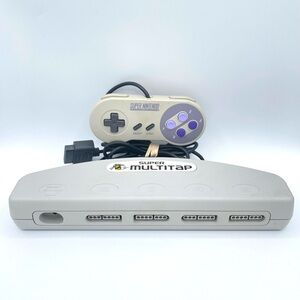 Official Hudson Soft MultiTap (Super Nintendo SNES) HC-698 & Controller SNS-005